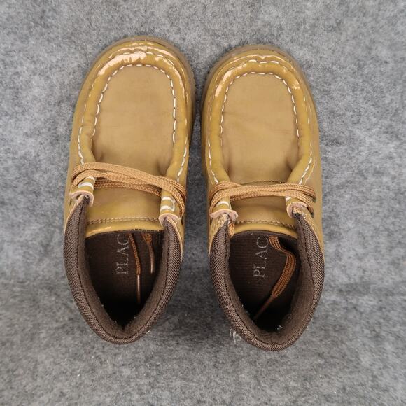 Childrens Place Shoes Baby Toddler 7 Bootie Sneaker Lace Up Moc Brown Trainer - Picture 6 of 12